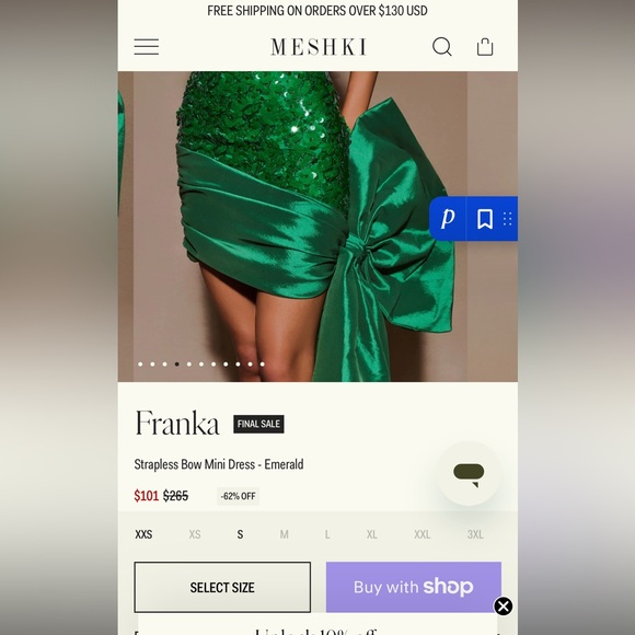 Meshki Strapless Emerald Sequin Dress - Picture 5 of 5